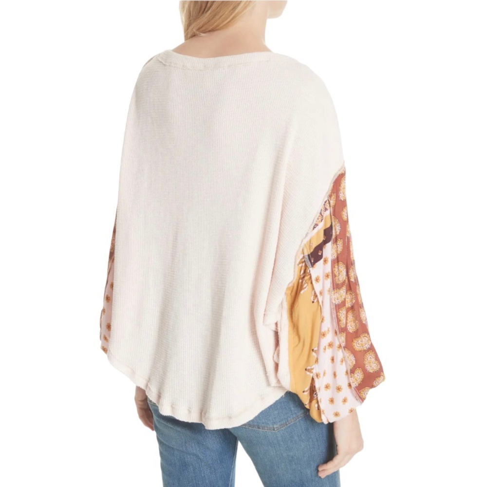 Free People We The Free Blossom Rose Thermal Top Patchwork Dolman Balloon Sleeve - Picture 5 of 11